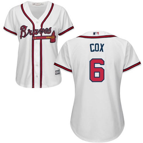 Braves #6 Bobby Cox White Home Women's Stitched MLB Jersey